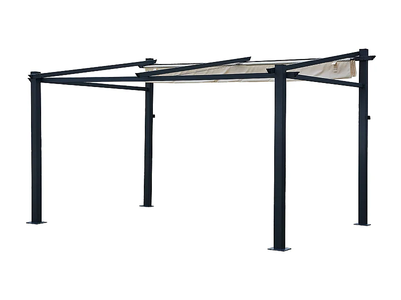 Pergola voor wandmontage 3 × 4m FRÉJUS beige - aluminium structuur