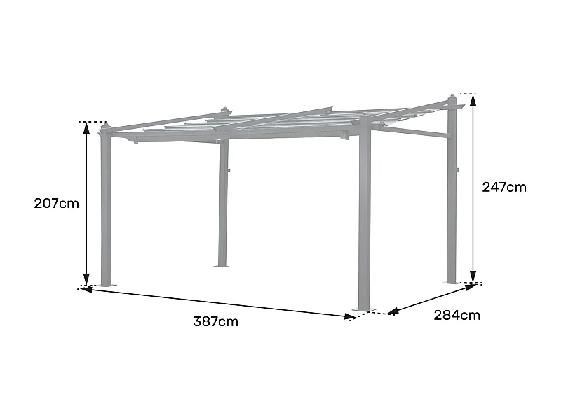 Pergola murale 3 × 4m FRÉJUS beige - structure aluminium - HAPPY GARDEN