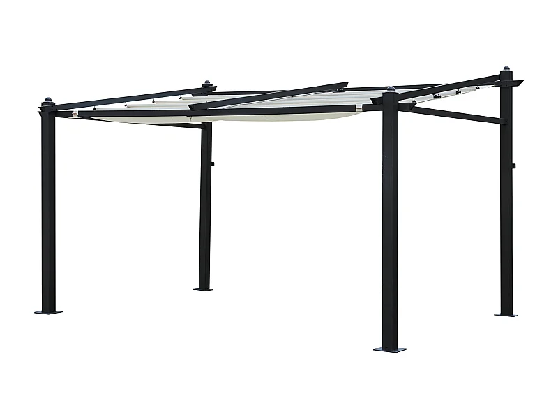 Pergola voor wandmontage 3 × 4m FRÉJUS beige - aluminium structuur