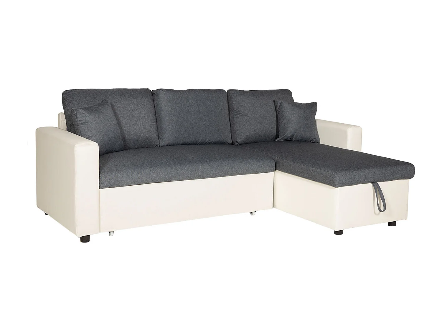 CLARK 3-Sitzer Ecksofa, umwandelbar, grau meliert und weiß