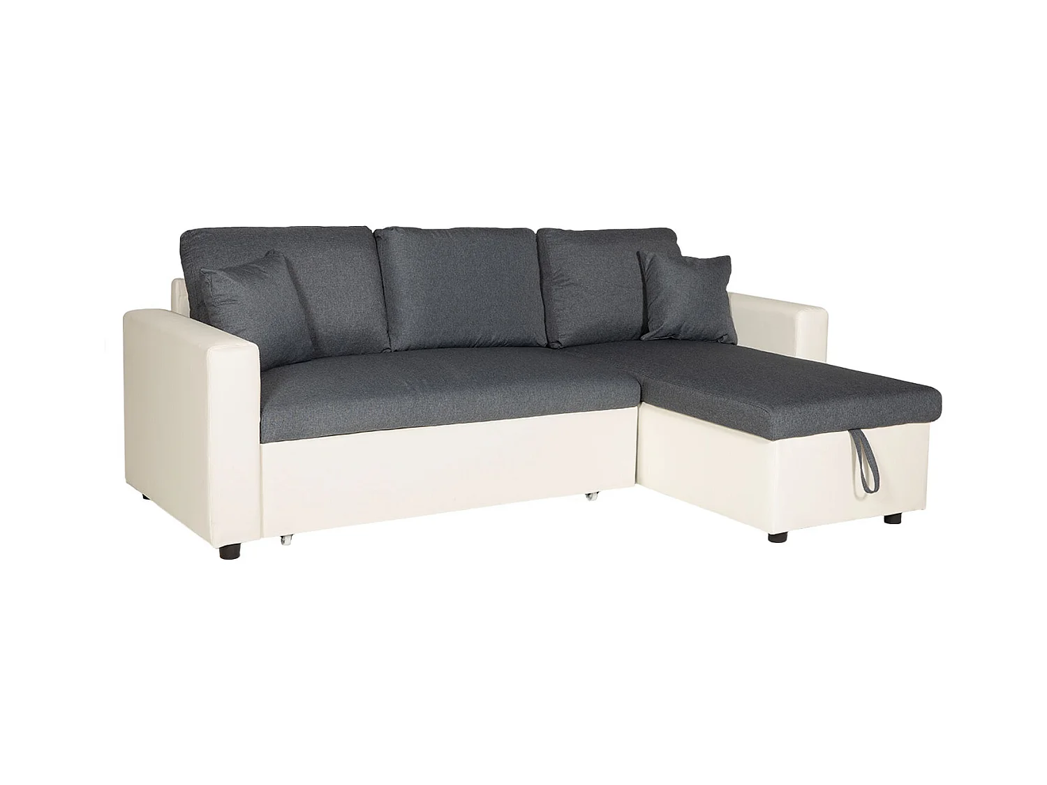 Canapé d'angle convertible CLARK 3 places gris chiné et blanc - HAPPY GARDEN