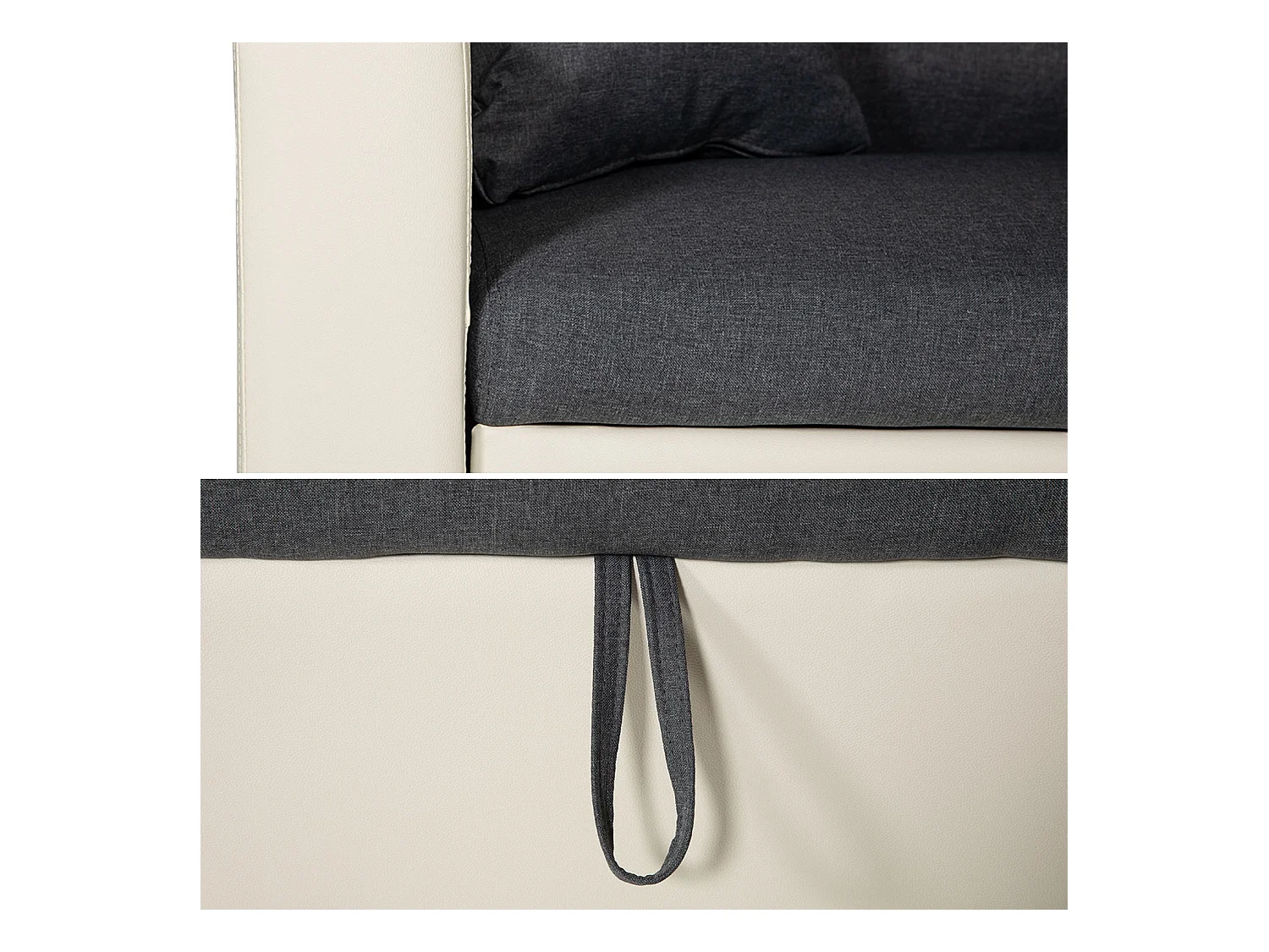 Canapé d'angle convertible CLARK 3 places gris chiné et blanc - HAPPY GARDEN