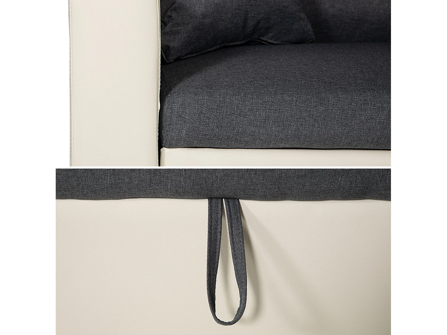 Canapé d'angle convertible CLARK 3 places gris chiné et blanc - HAPPY GARDEN