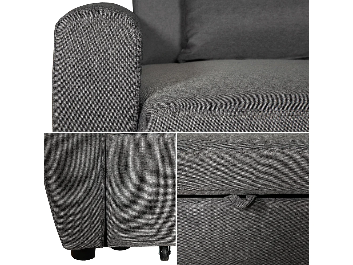 Canapé convertible 2 places en tissu gris MATT