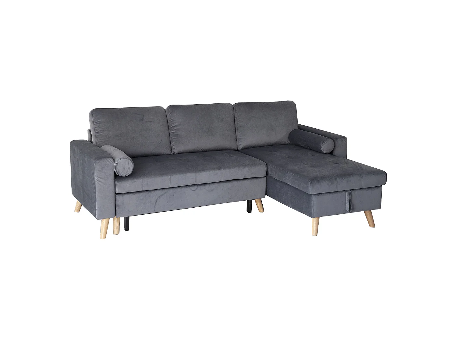 Sofá convertible JAMES 3 plazas en terciopelo gris