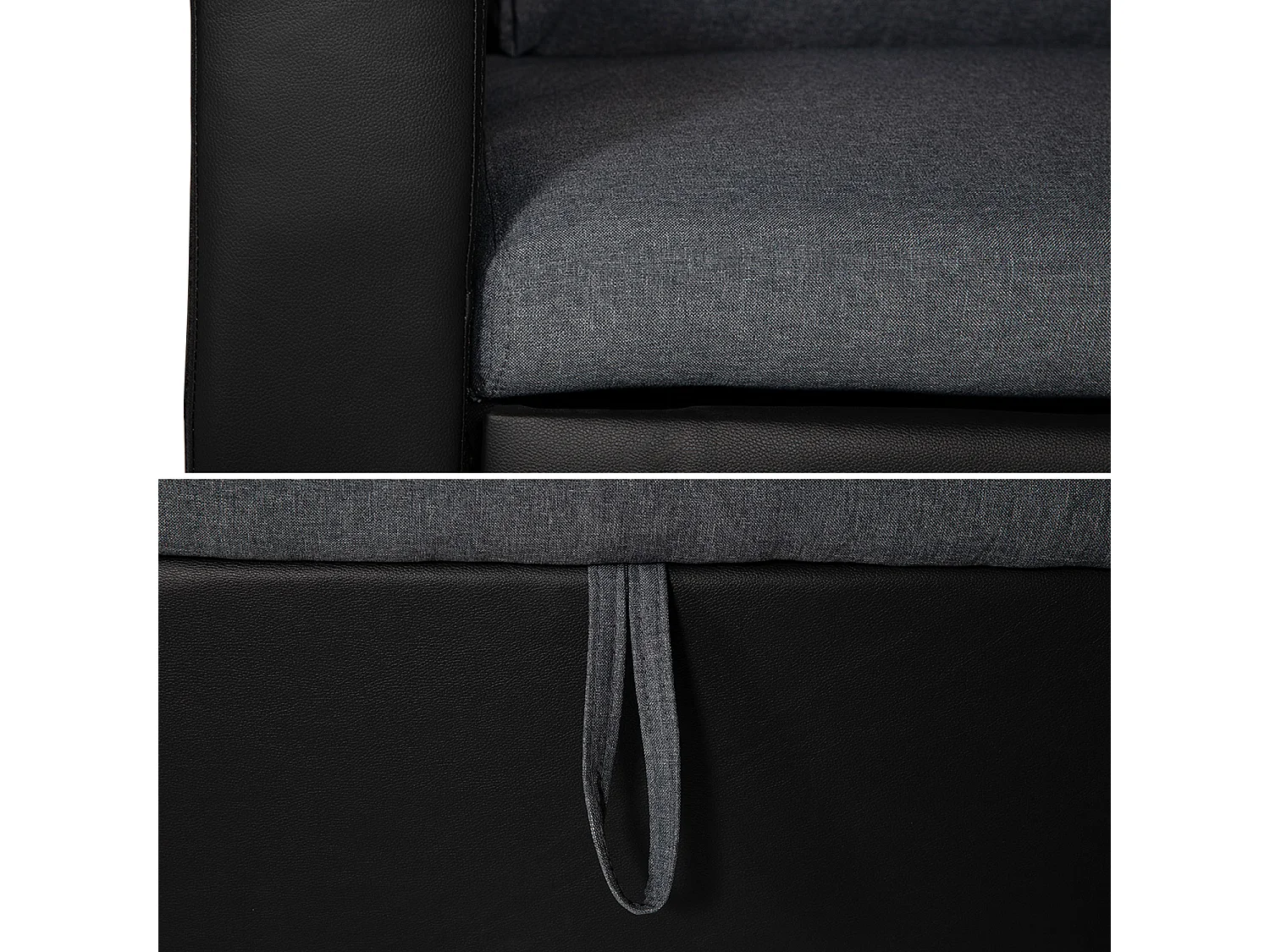 Canapé d'angle convertible CLARK 3 places gris chiné et noir - HAPPY GARDEN