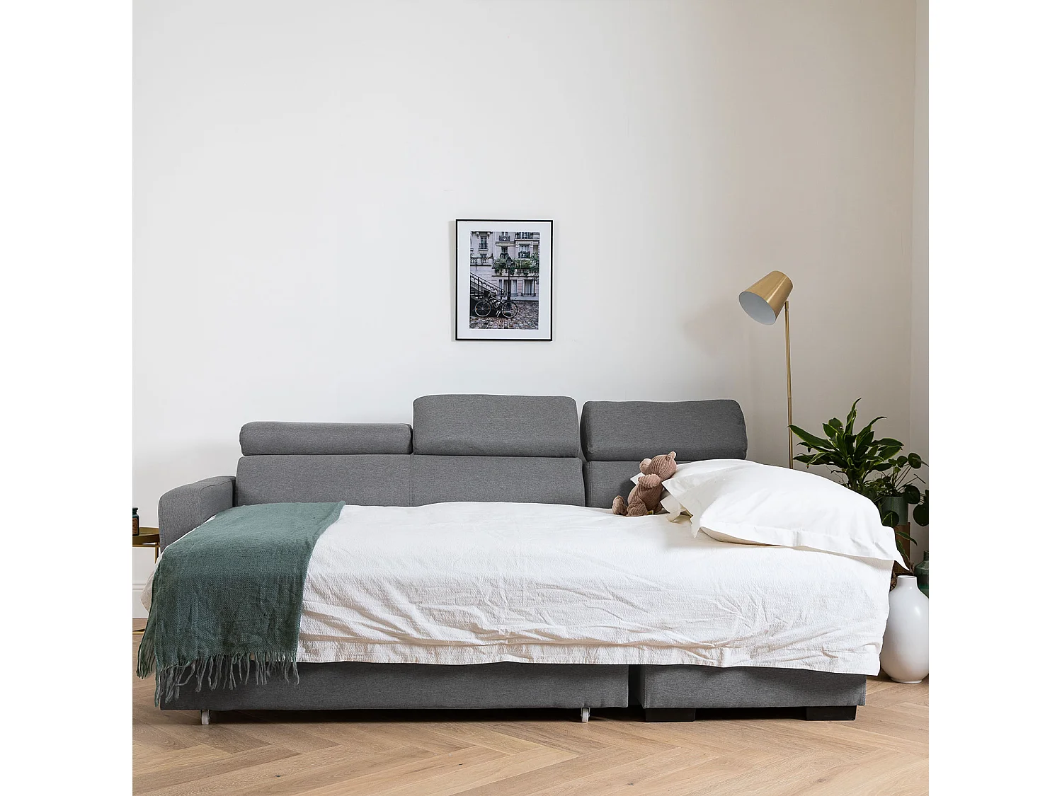 Divano trasformabile WARREN 3 posti grigio