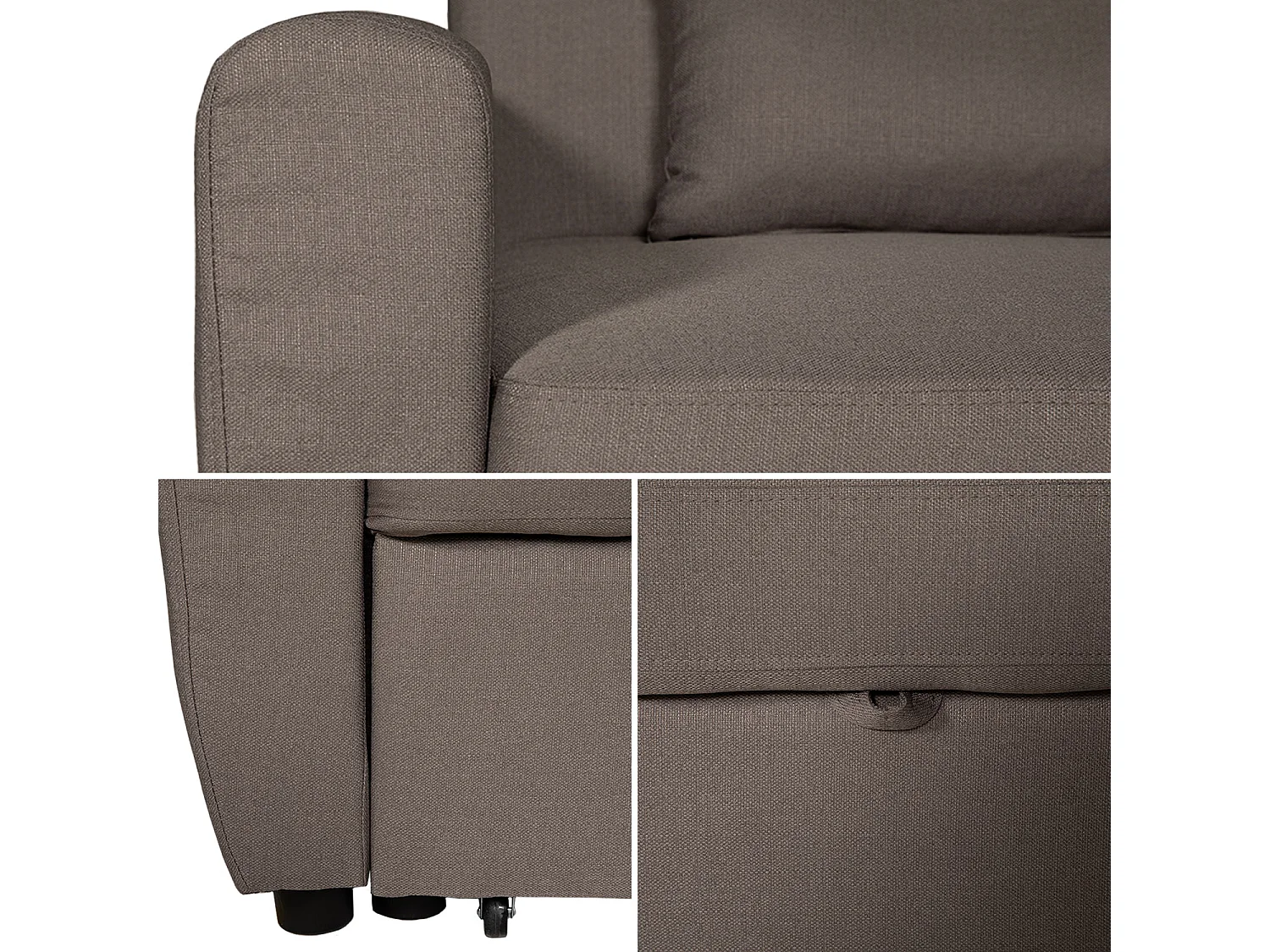 Canapé convertible 2 places en tissu taupe MATT