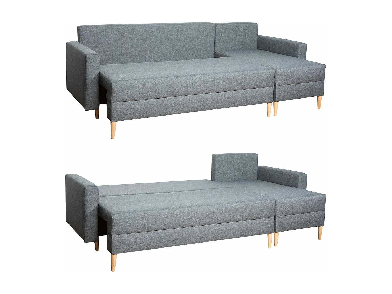 Canapé d'angle convertible ANTONI 3 places gris - HAPPY GARDEN