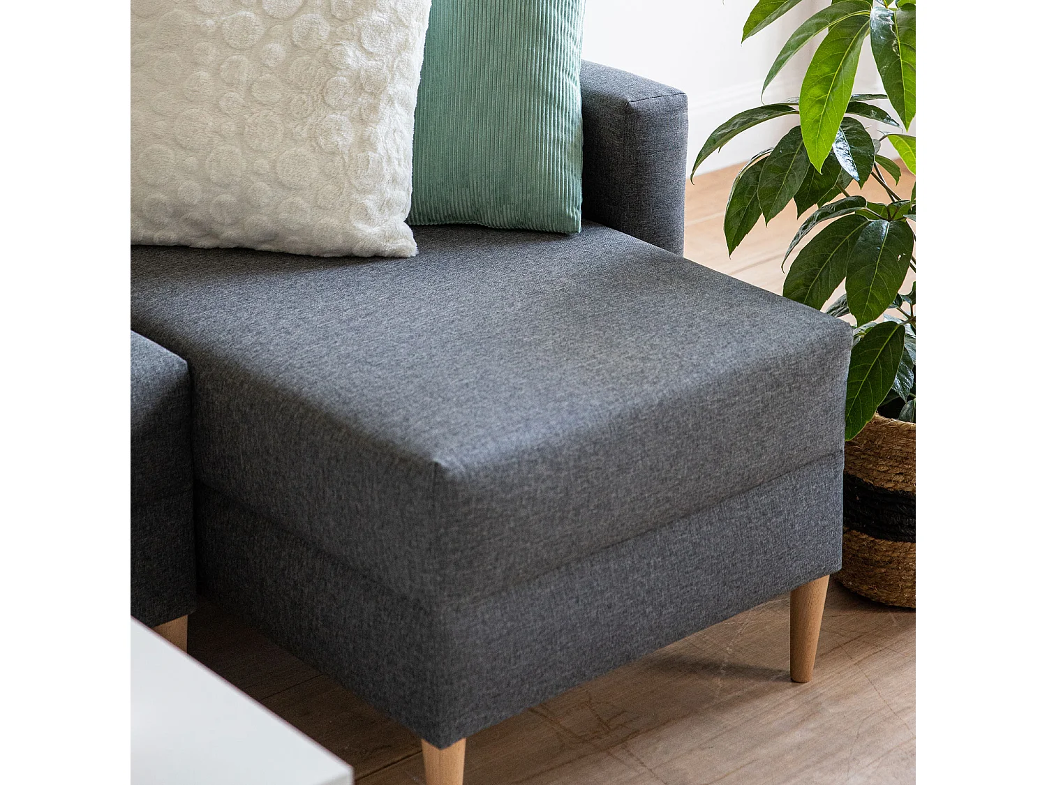 Canapé d'angle convertible ANTONI 3 places gris - HAPPY GARDEN