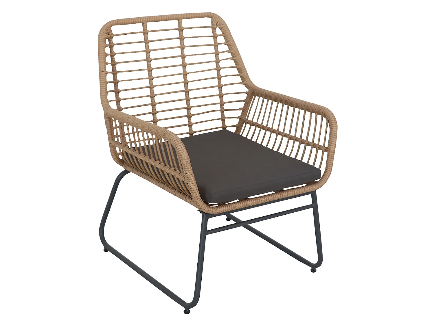 Conjunto de jardín MARÉ en resina trenzada 4 personas - cojines grises