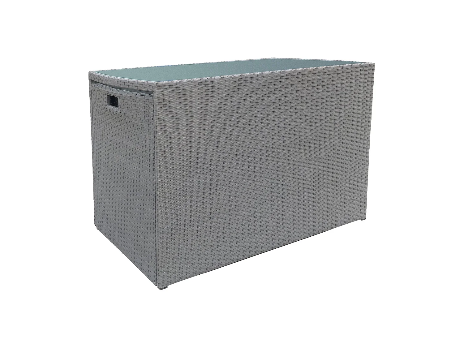 SANTORIN grijs gevlochten kunststof inbouw tuinmeubelen voor 2 - grijze kussens