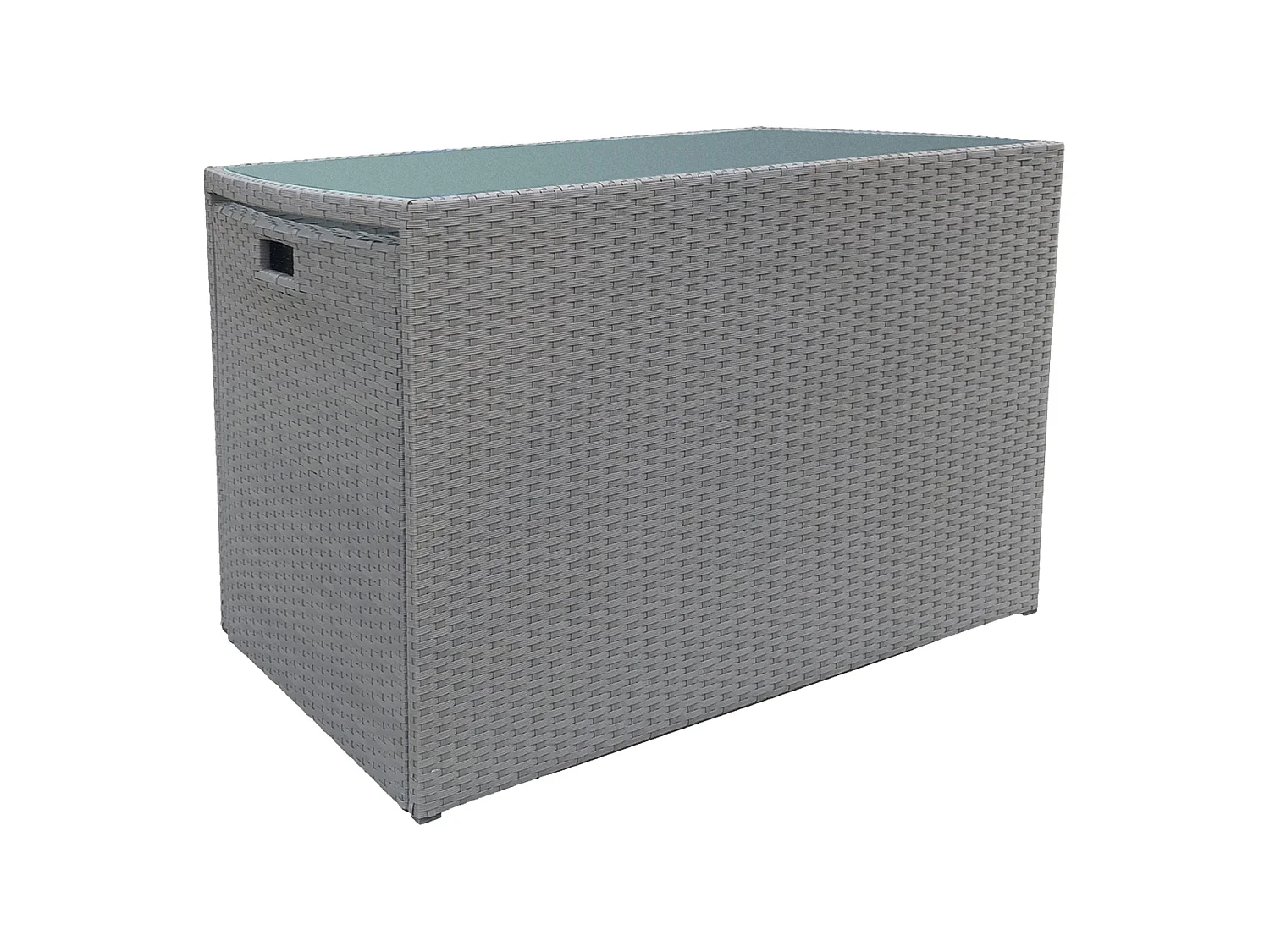 SANTORIN grijs gevlochten kunststof inbouw tuinmeubelen voor 2 - grijze kussens