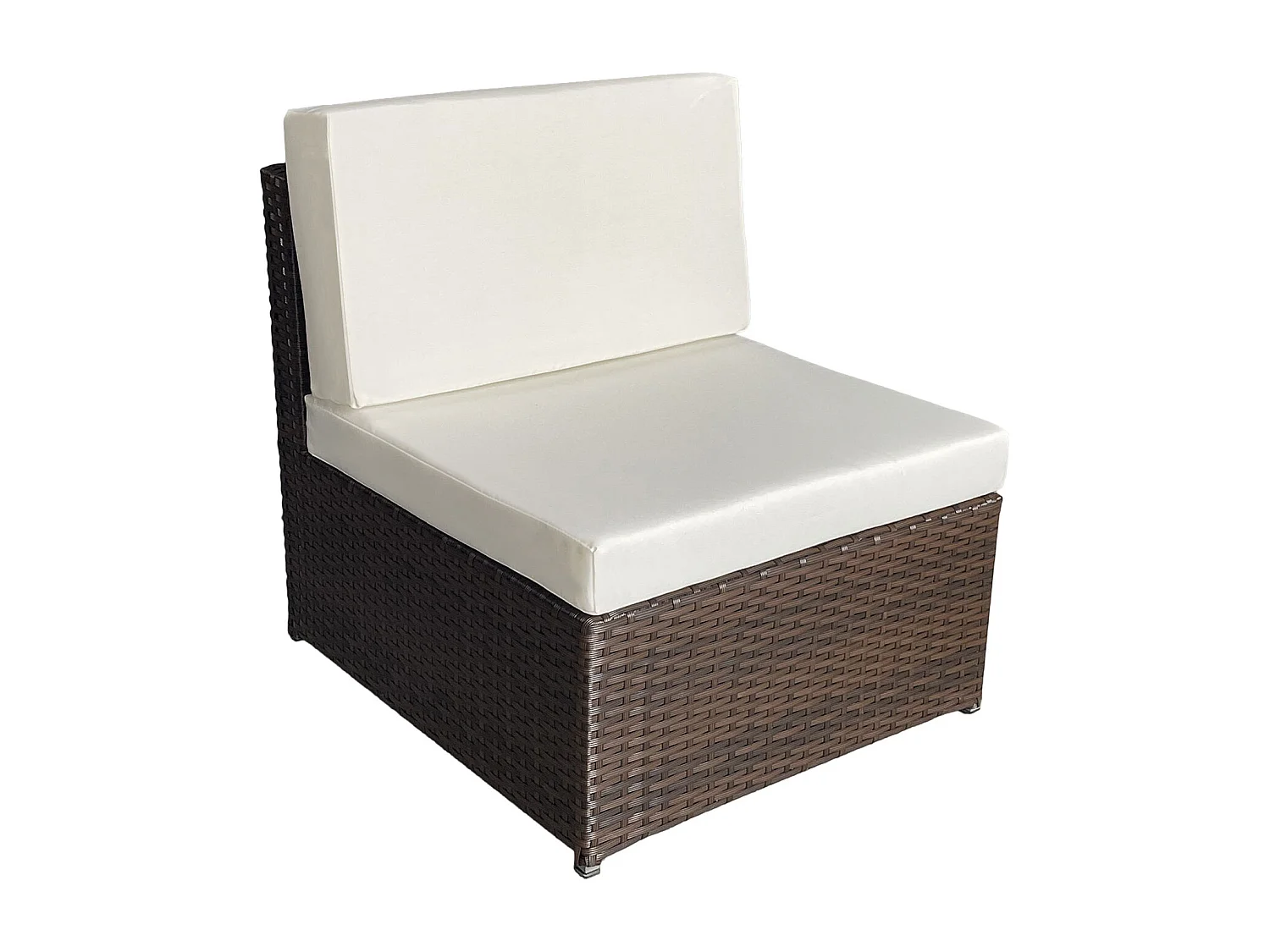 BONIFACIO bruin gevlochten kunststof tuinmeubelset 6 zitplaatsen - ivoorkleurig kussen