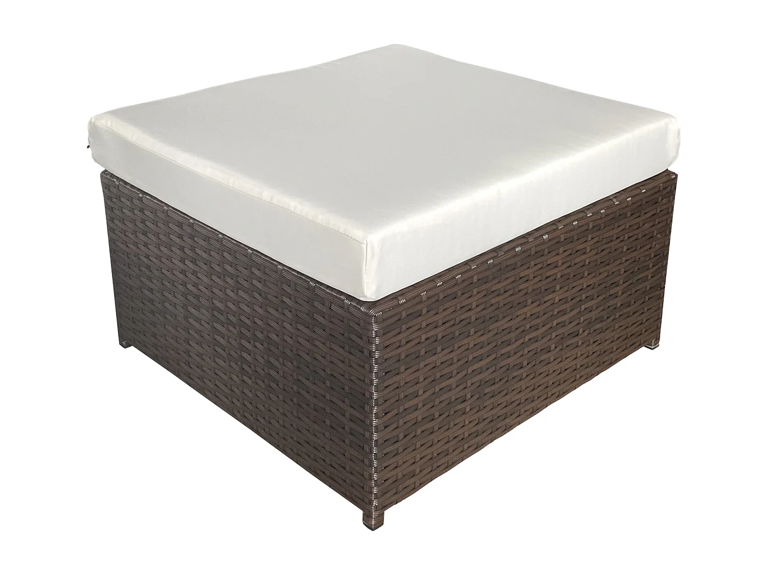 Salon de jardin BONIFACIO en résine tressée marron 6 places - coussin ivoire - HAPPY GARDEN