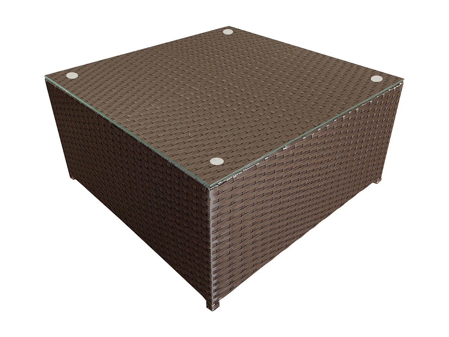 Salon de jardin BONIFACIO en résine tressée marron 6 places - coussin ivoire - HAPPY GARDEN