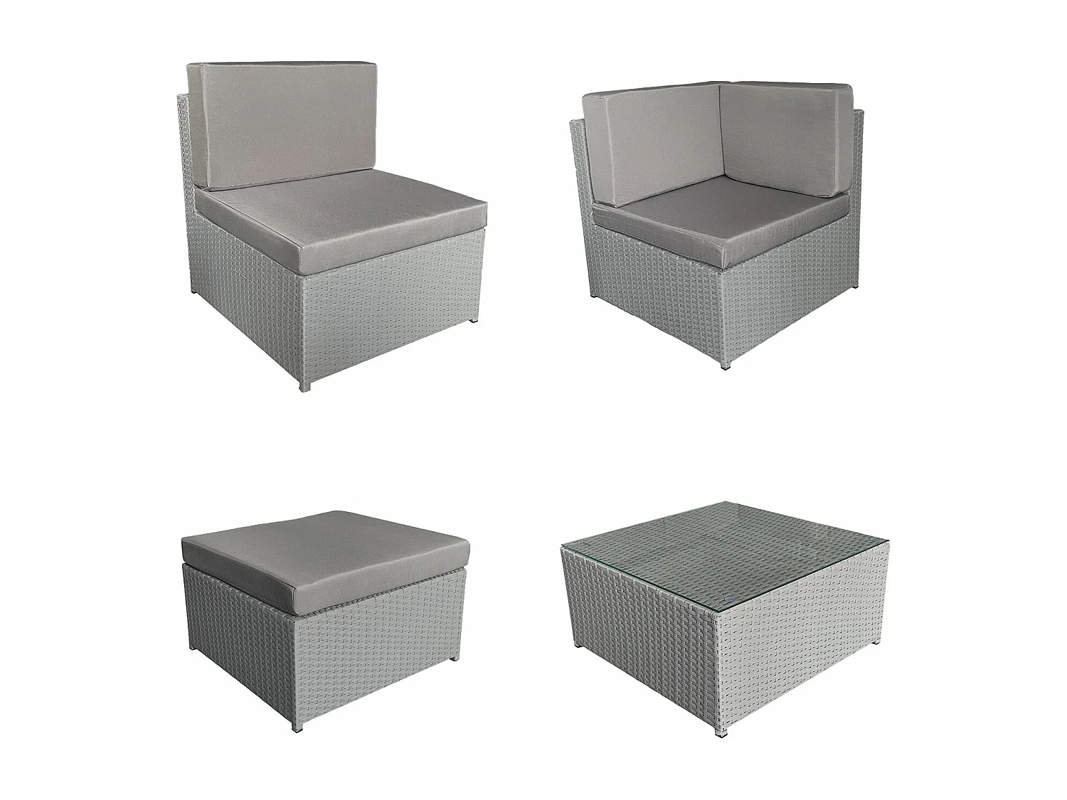 BONIFACIO set di mobili da giardino in resina intrecciata grigia 6 posti - cuscino grigio