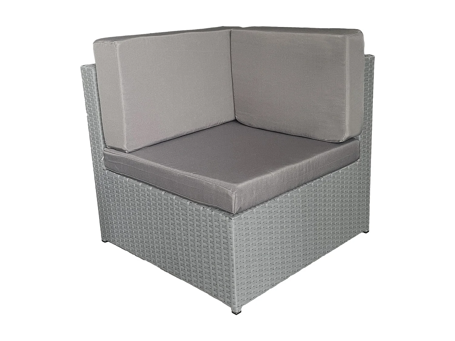 Salon de jardin BONIFACIO en résine tressée gris 6 places - coussin gris - HAPPY GARDEN