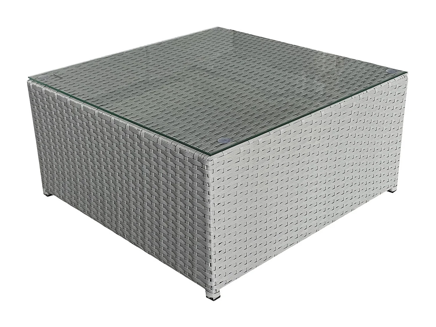 BONIFACIO grijs gevlochten kunststof tuinmeubelset 6 zitplaatsen - grijs kussen