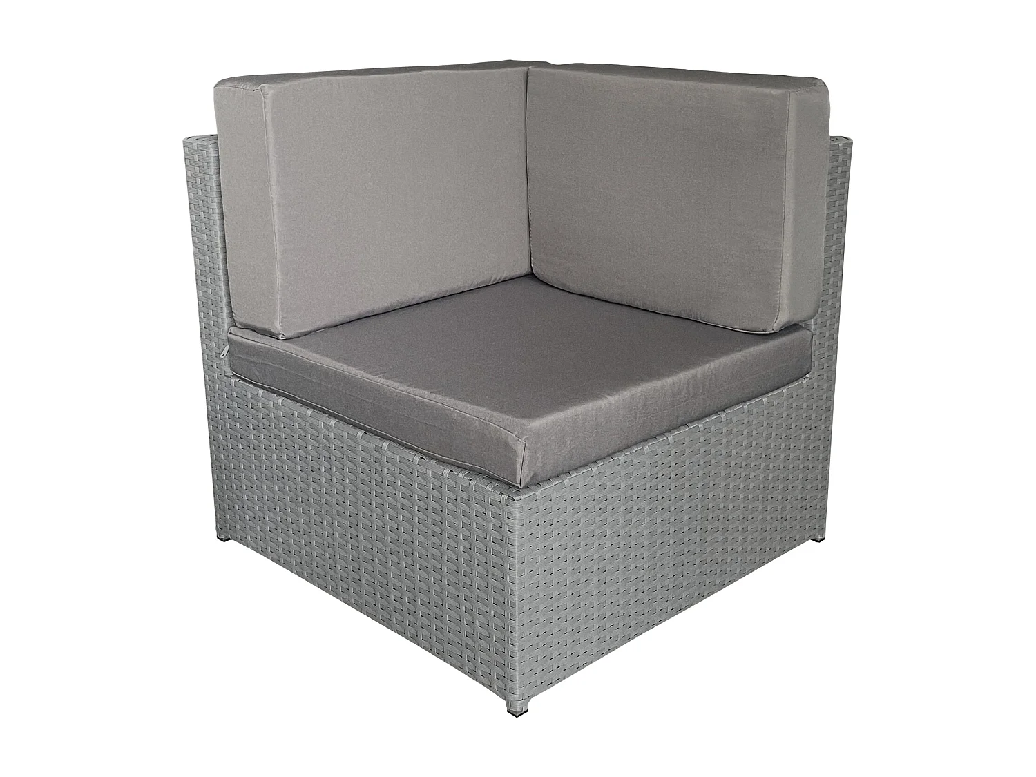 Salon de jardin BONIFACIO en résine tressée gris 6 places - coussin gris - HAPPY GARDEN