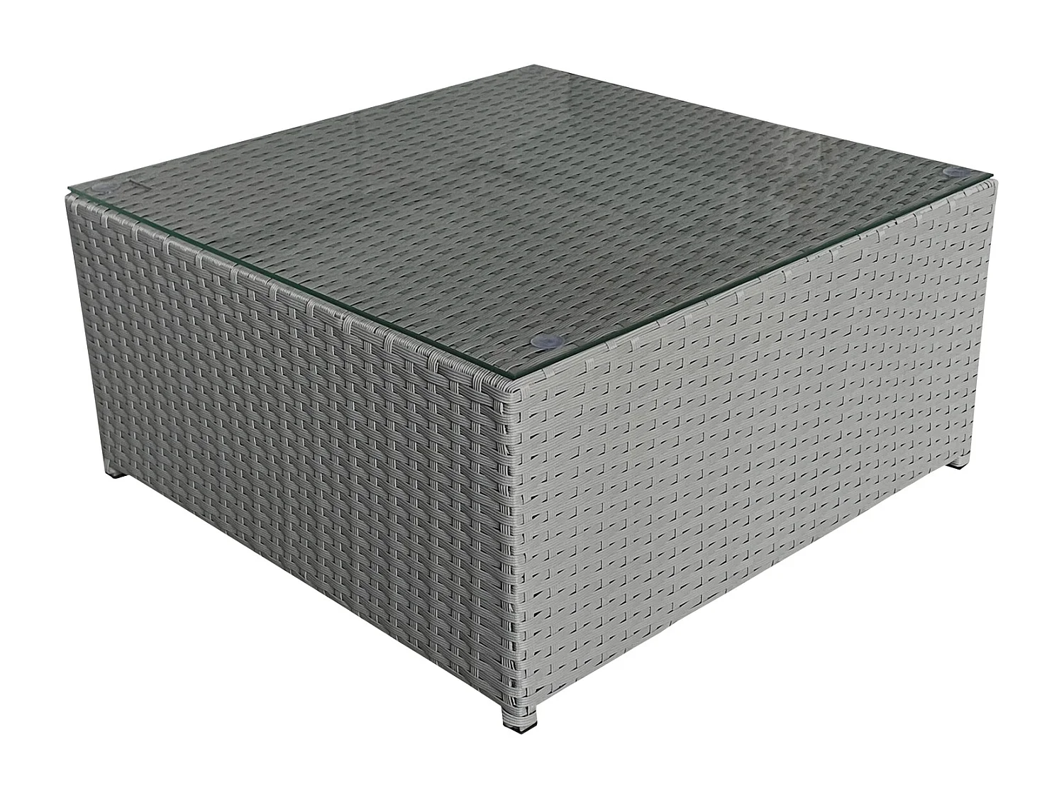 Salon de jardin BONIFACIO en résine tressée gris 6 places - coussin gris - HAPPY GARDEN