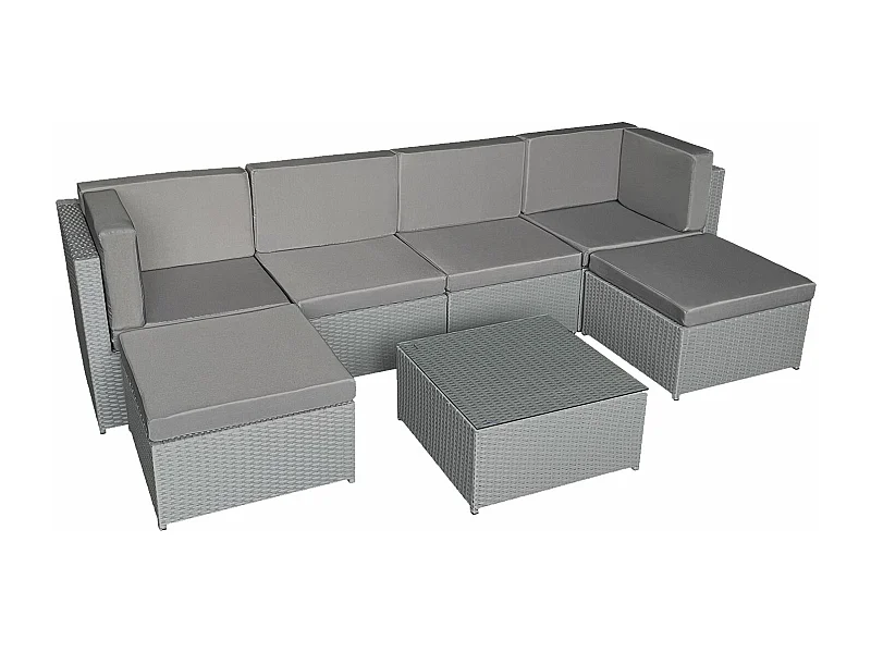 BONIFACIO set di mobili da giardino in resina intrecciata grigia 6 posti - cuscino grigio