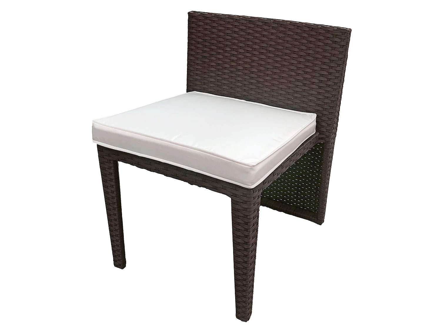 SANTORIN bruin gevlochten kunststof inbouw tuinmeubelen voor 2 - ivoorkleurige kussens