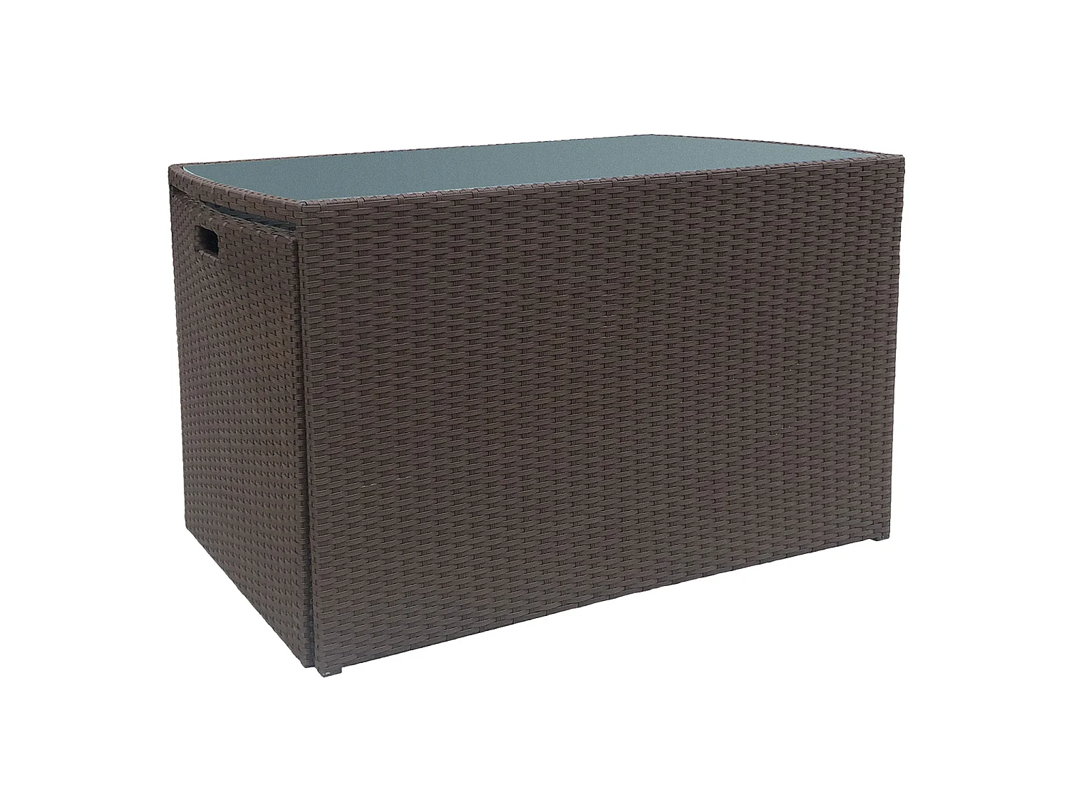 SANTORIN bruin gevlochten kunststof inbouw tuinmeubelen voor 2 - ivoorkleurige kussens