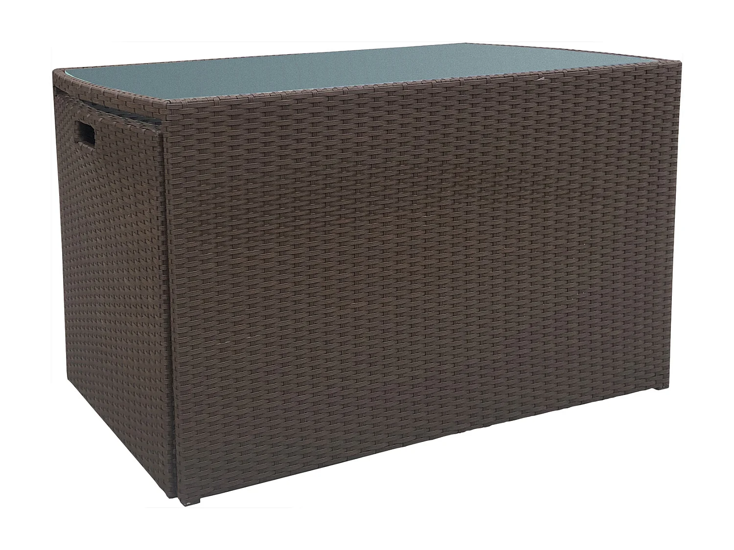 SANTORIN bruin gevlochten kunststof inbouw tuinmeubelen voor 2 - ivoorkleurige kussens