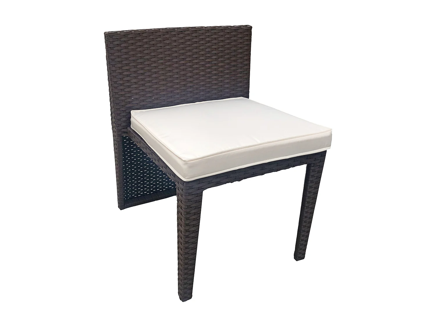 Salon de jardin encastrable SANTORIN en résine tressée marron 2 places - coussins ivoire - HAPPY GARDEN