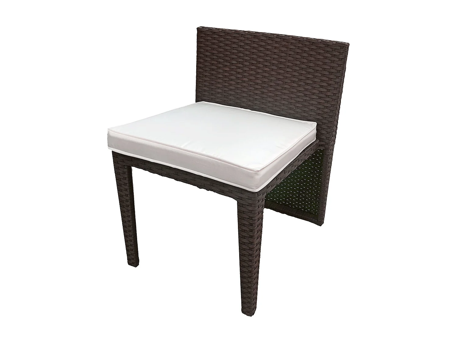Salon de jardin encastrable SANTORIN en résine tressée marron 2 places - coussins ivoire - HAPPY GARDEN