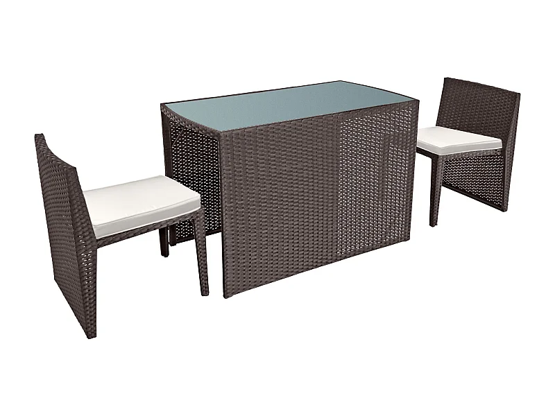 SANTORIN móveis de jardim embutidos em resina marrom tecida para 2 - almofadas de creme