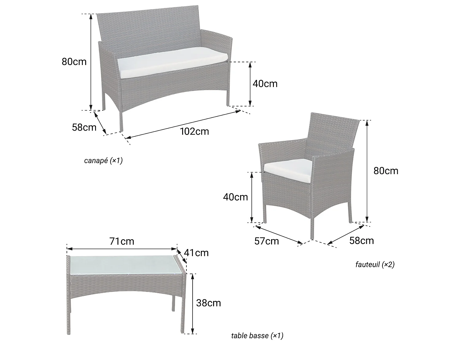 Salon de jardin CORFOU en résine tressée marron 4 places - coussins beige - HAPPY GARDEN