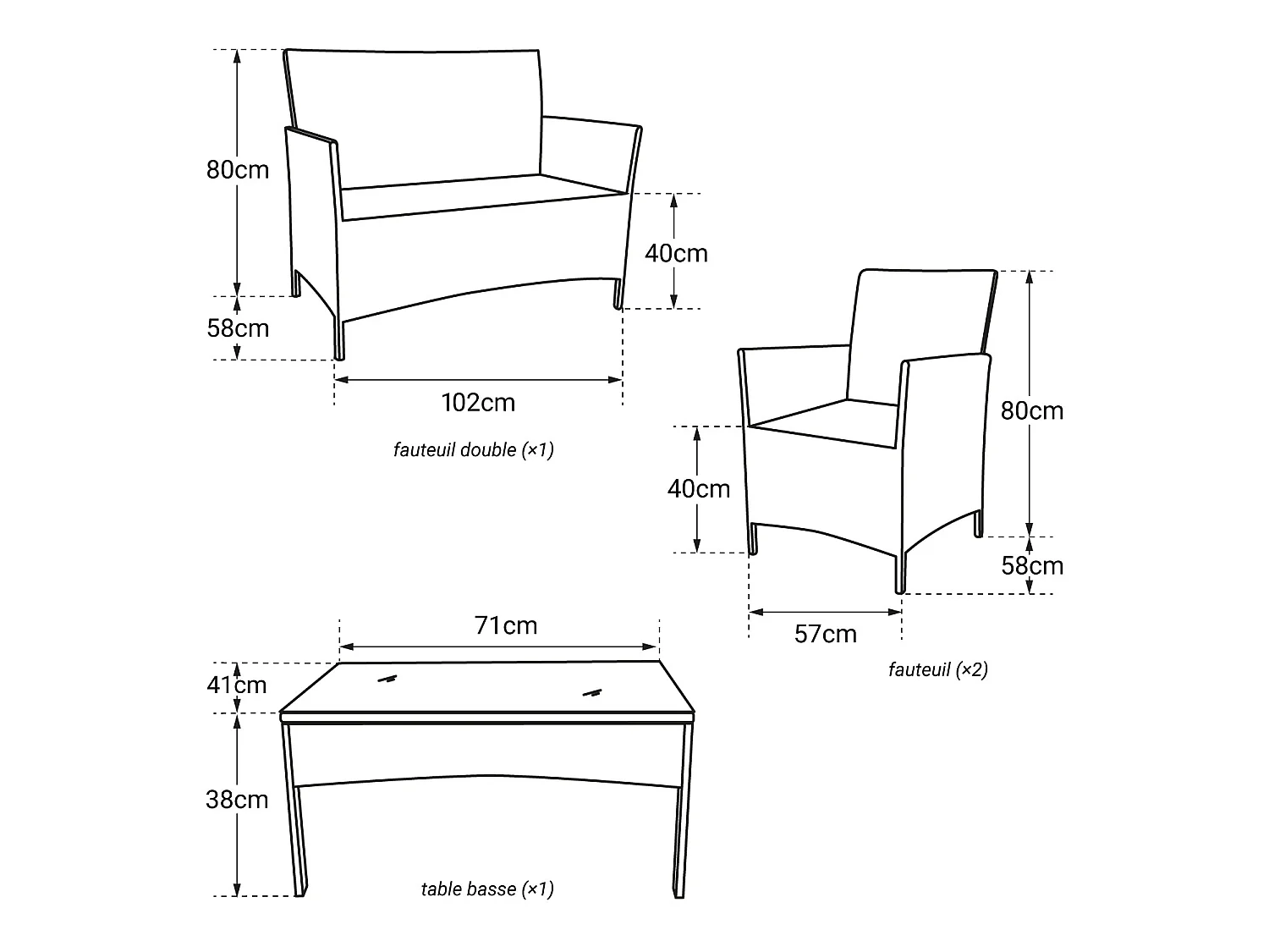 Salon de jardin CORFOU en résine tressée marron 4 places - coussins beige - HAPPY GARDEN