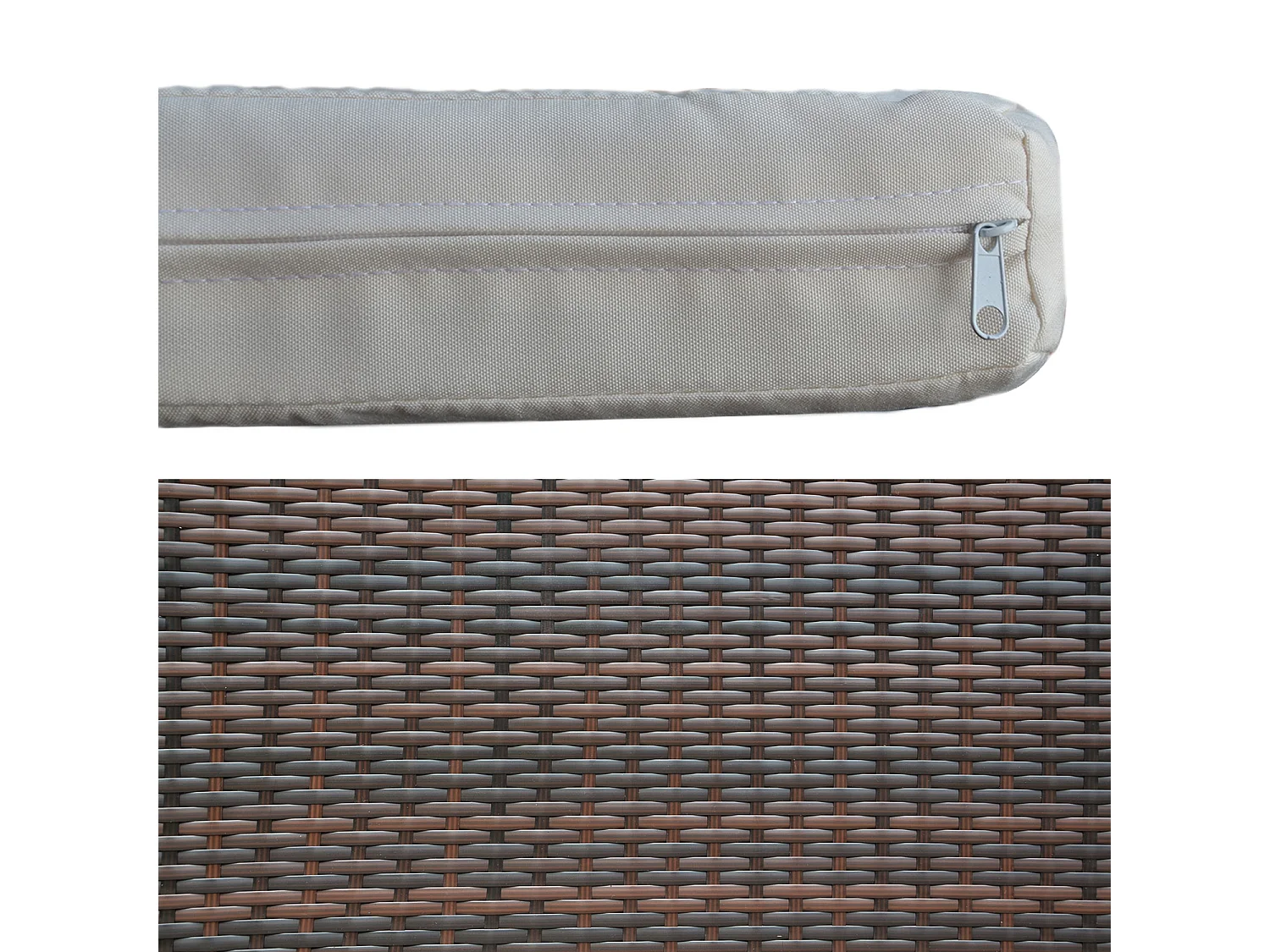 Set di mobili da giardino CORFOU in resina intrecciata marrone - 4 posti - cuscini beige