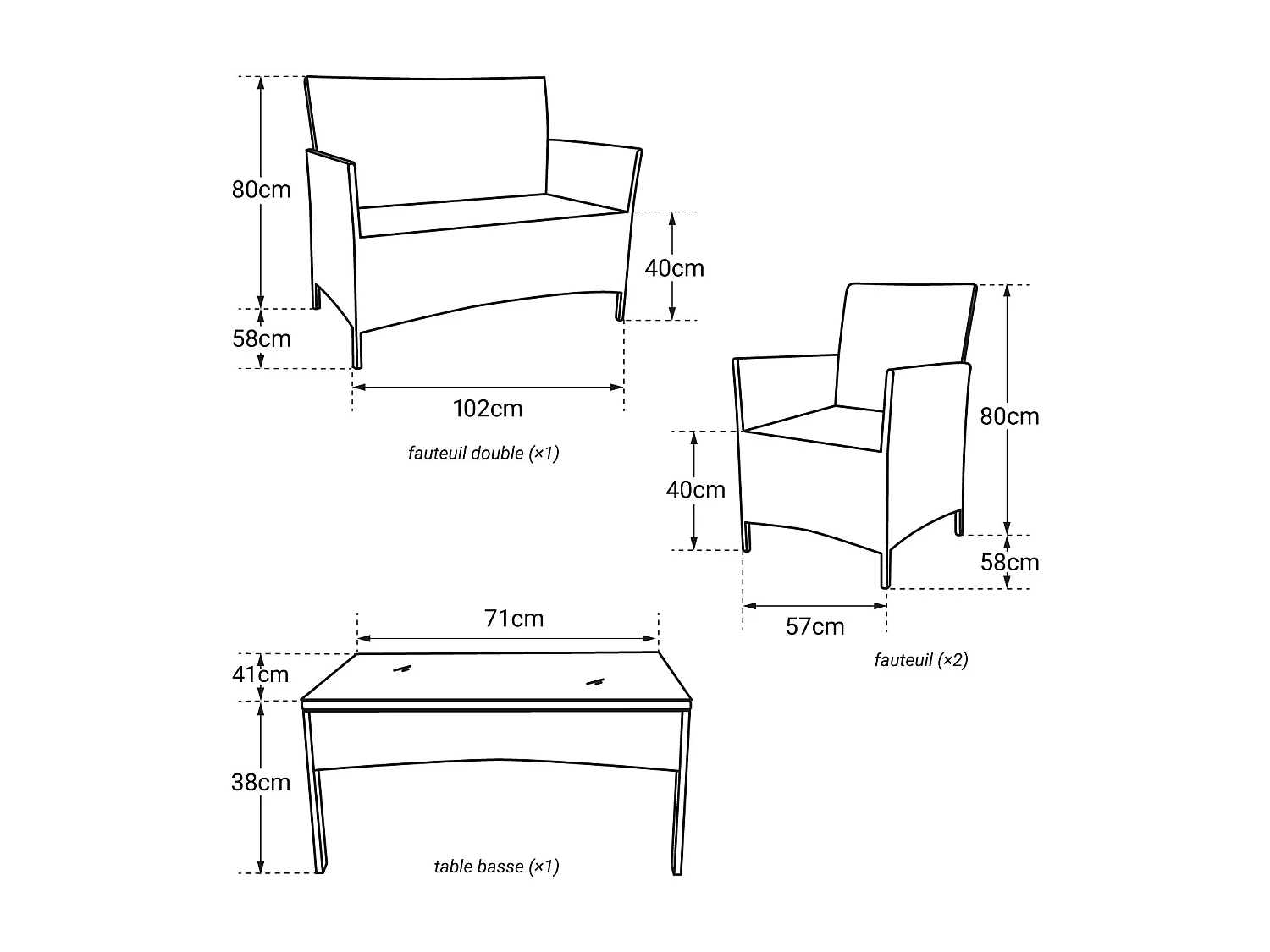 Conjunto de móveis de jardim CORFOU em resina tecida castanha - 4 lugares - almofadas bege