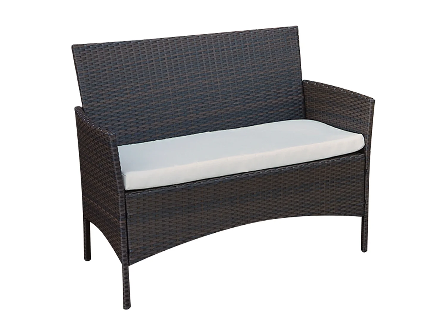 Salon de jardin CORFOU en résine tressée marron 4 places - coussins beige - HAPPY GARDEN