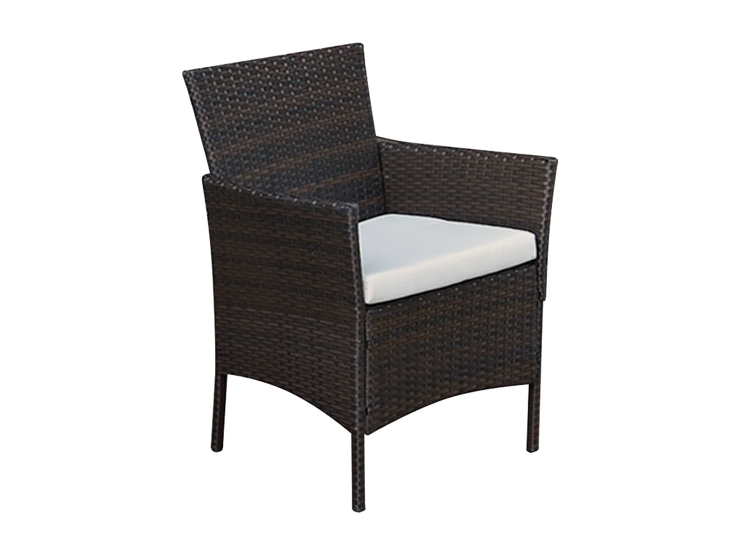 Salon de jardin CORFOU en résine tressée marron 4 places - coussins beige - HAPPY GARDEN