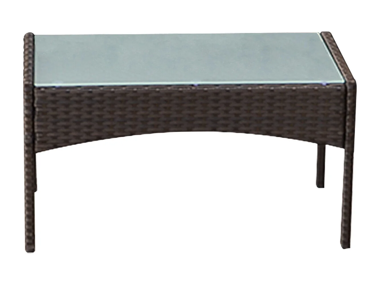 Salon de jardin CORFOU en résine tressée marron 4 places - coussins beige - HAPPY GARDEN