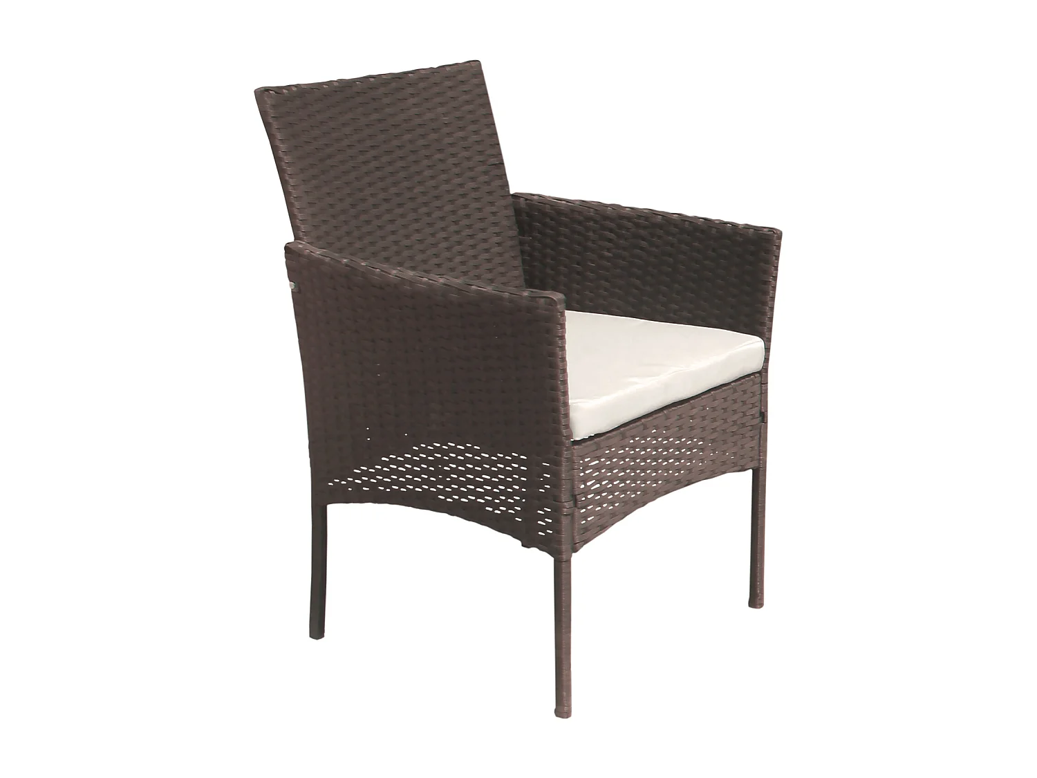 Salon de jardin CORFOU en résine tressée marron 4 places - coussins beige - HAPPY GARDEN