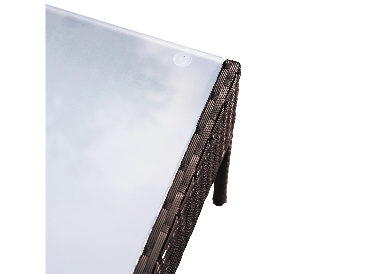 Salon de jardin CORFOU en résine tressée marron 4 places - coussins beige - HAPPY GARDEN