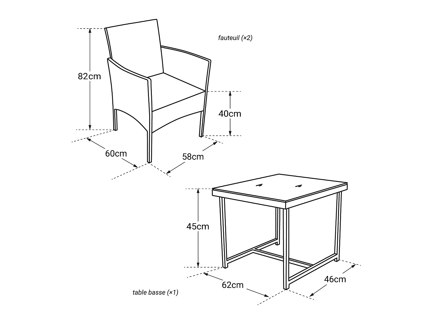 Conjunto de jardín FARO en resina trenzada marrón 2 plazas cojines crema