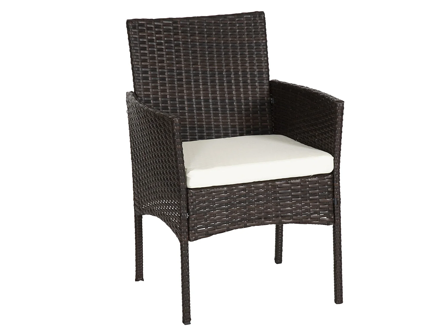 Salon de jardin FARO en résine tressée marron 2 places - coussins crème - HAPPY GARDEN