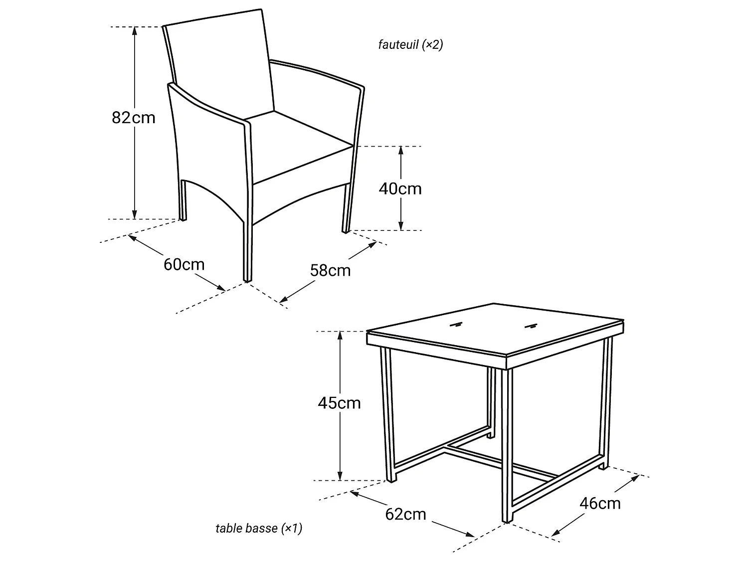 Salon de jardin FARO en résine tressée marron 2 places - coussins crème - HAPPY GARDEN