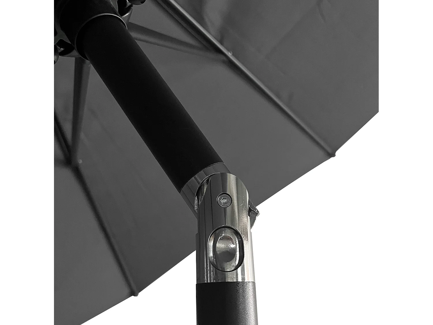 Parasol droit HAPUNA rond 3,30m de diamètre gris - HAPPY GARDEN