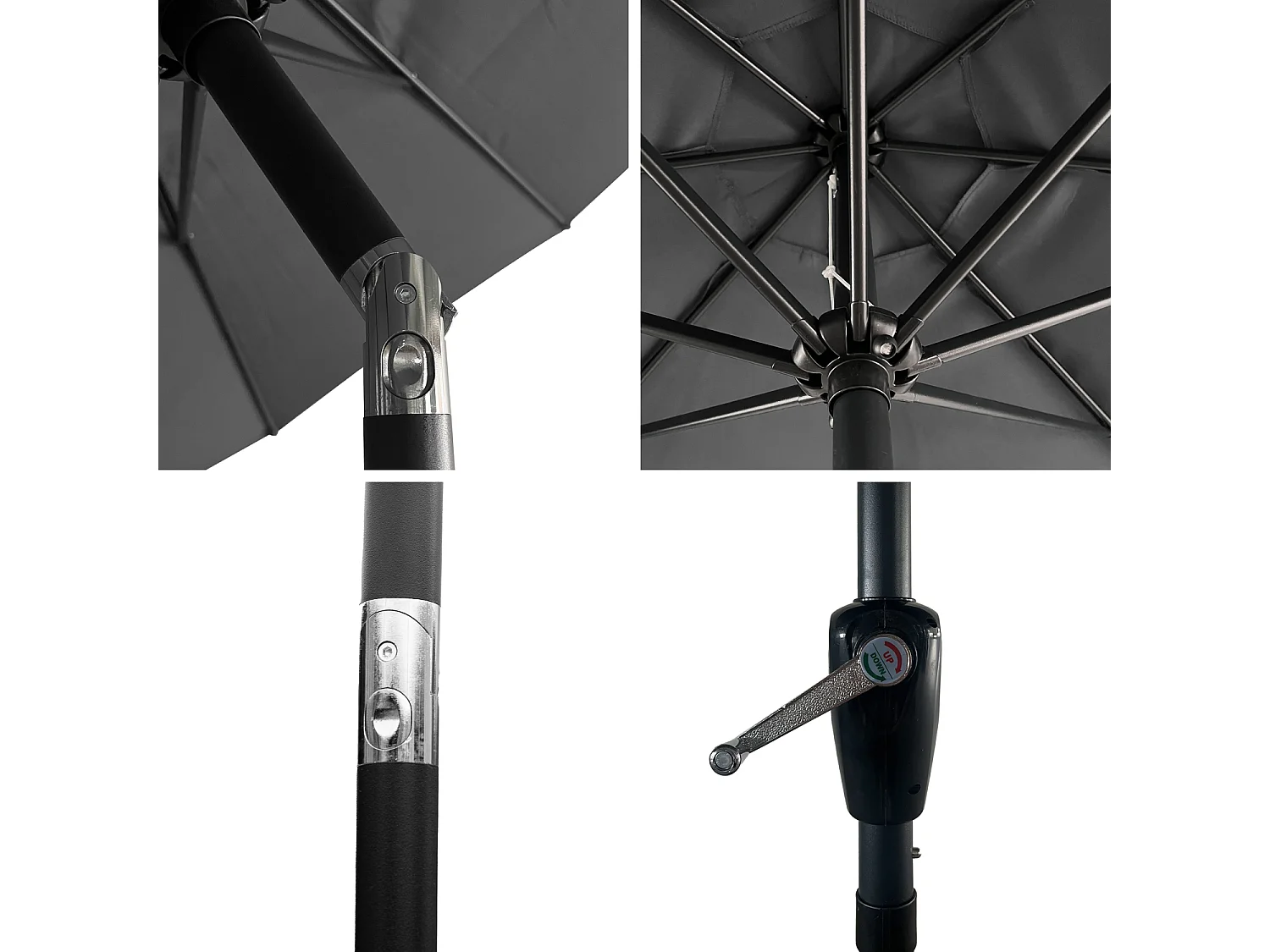 Ombrello rotondo diritto HAPUNA diametro 3,30m grigio