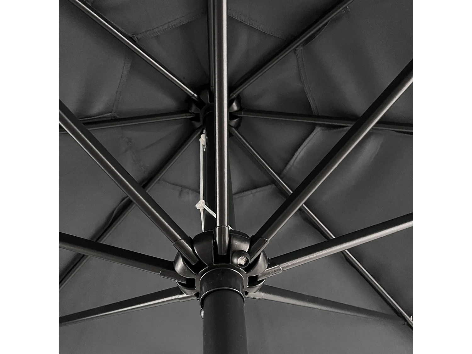Parasol droit HAPUNA rond 3,30m de diamètre gris - HAPPY GARDEN