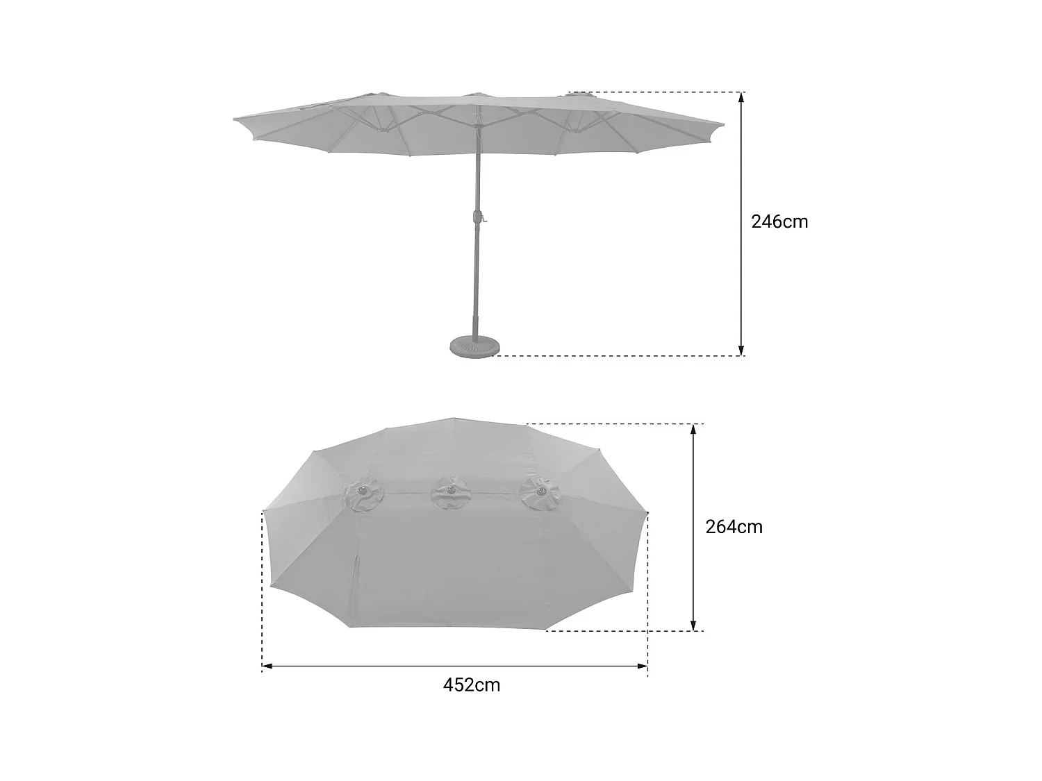 Doppelter Sonnenschirm 2,7x4,6m LINAI grau