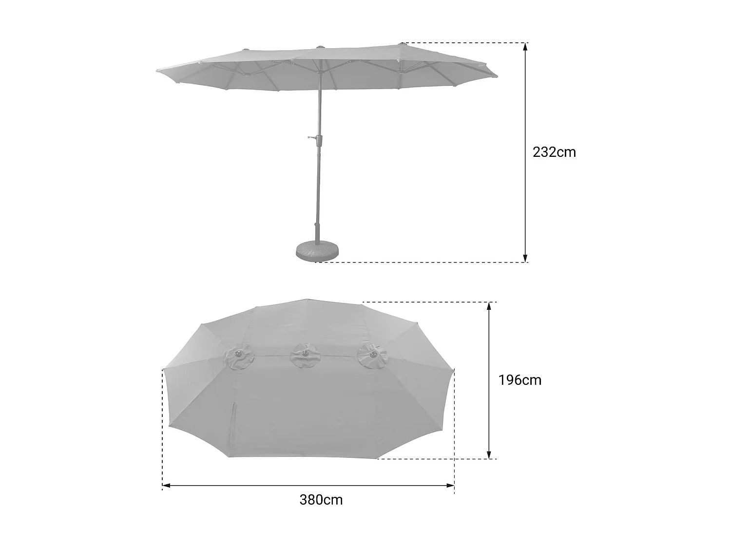 Parasol double 2x4m LINAI taupe - HAPPY GARDEN