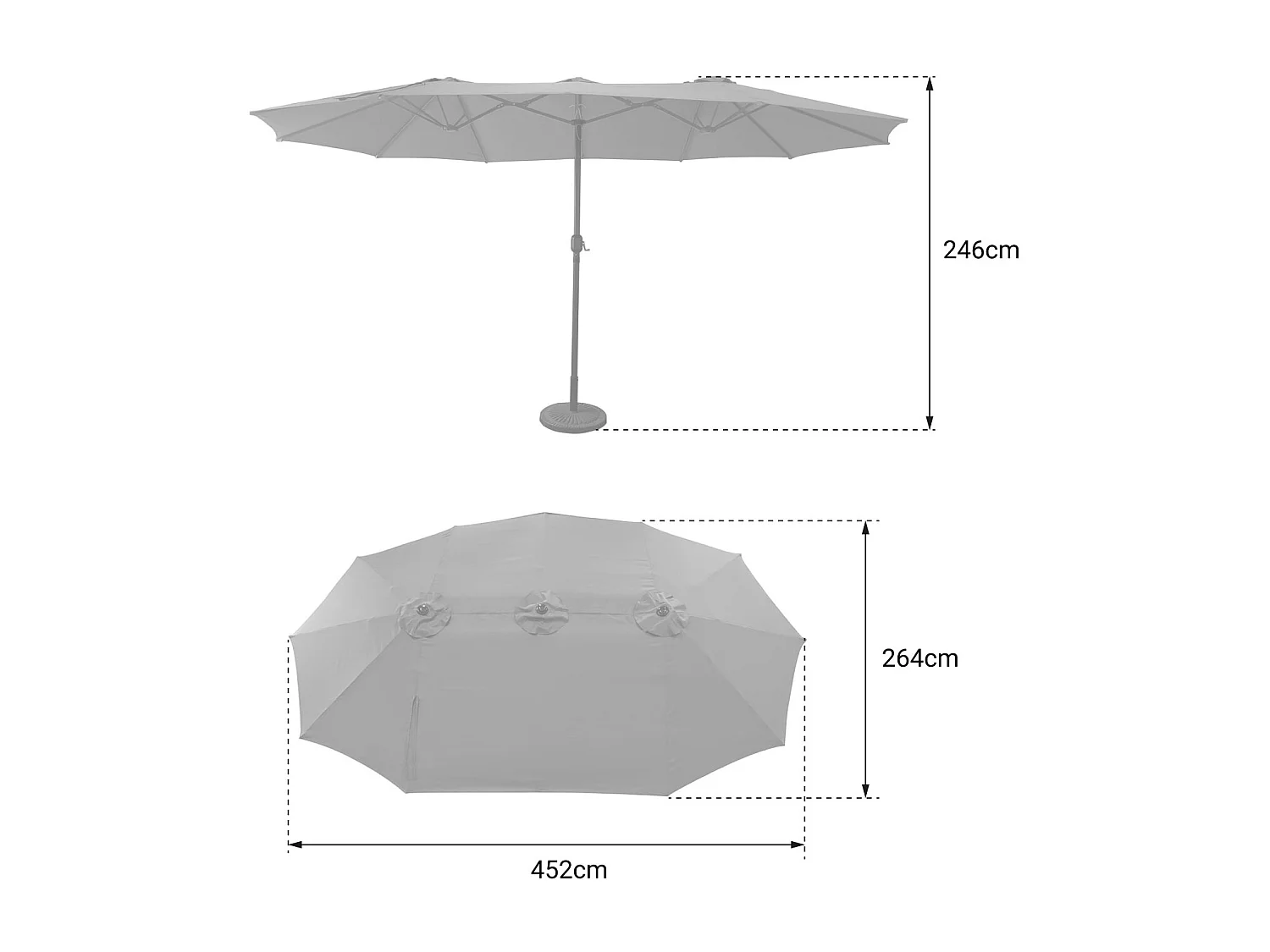Dubbele parasol 2,7x4,6m LINAI taupe